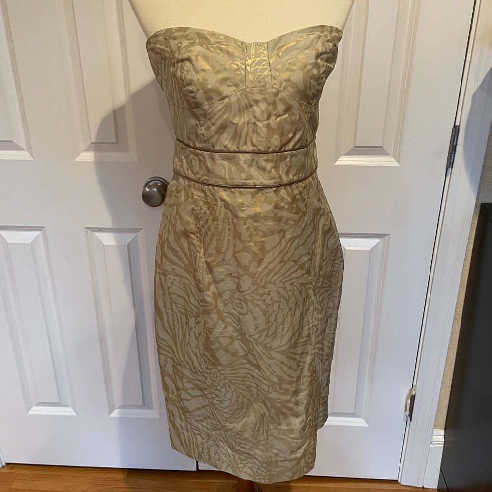 Diane Von Furstenburg metallic strapless dress 12